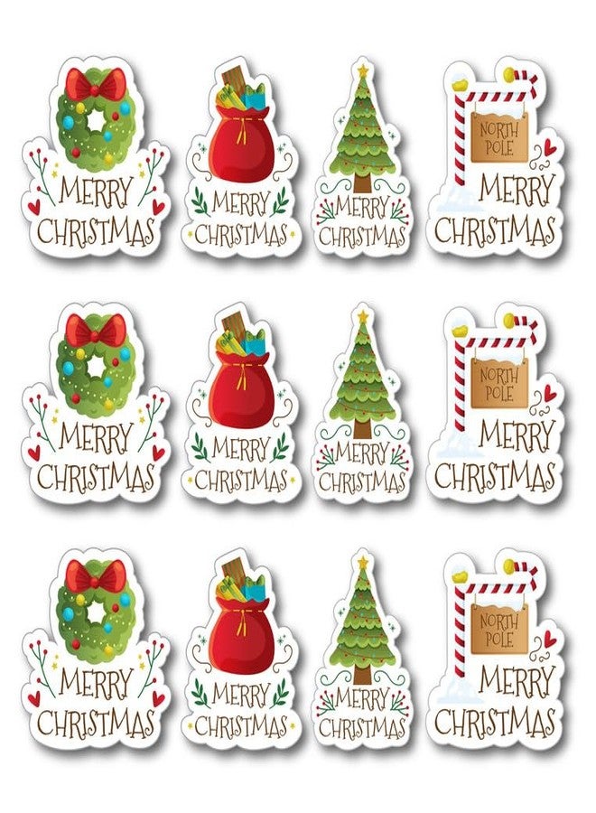 D2C Merry Christmas Gift Wrap Stickers - 4 Festive Designs, Self-Adhesive, Peel & Stick Labels for Wrapping, Cards, Secret Santa, 1.5 x 1.3 inch Pack of 80 - Image 1